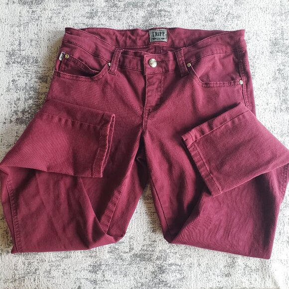 Purple Pink Burgundy Tripp NYC Jeans w T Back Pockets and Criss Cross Details - Picture 3 of 13
